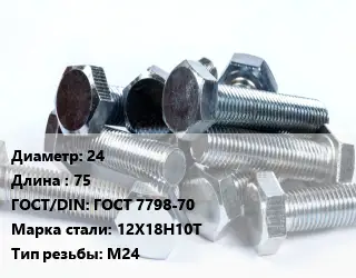 Болт 24х75 ГОСТ 7798-70 Сталь: 12Х18Н10Т М24